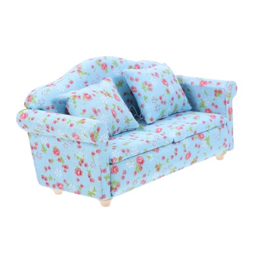 BESPORTBLE Miniatur Stoffsofa mit Floralem Muster Puppenhaus Dekoration Teilig Sitzer Miniaturmöbel Kreatives DIY Puppenhaus Zubehör für Kleine Figuren und Zimmerdeko von BESPORTBLE