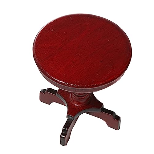 BESPORTBLE Miniatur Tisch aus Holz für Puppenhausdekoration Runde Form Verarbeitung für Wohnzimmer Esszimmer und Schlafzimmer Rot von BESPORTBLE