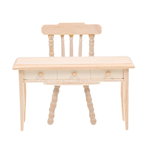 BESPORTBLE Miniatur Tisch und Stuhl aus Holz Mini Möbel Modell für Puppenhaus Glatte Oberfläche Formstabil Leicht Tragbar als Puppenhaus Zubehör und Kleine Wohnhaus Dekoration von BESPORTBLE