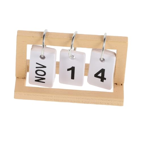 BESPORTBLE Miniatur Tischkalender Holz Flip Kalender Puppenhaus Dekoration Kompakt Multifunktional Schreibtisch Zubehör von BESPORTBLE