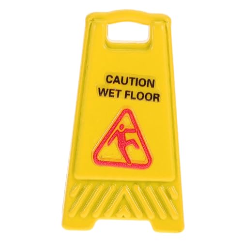 BESPORTBLE Miniatur Warnschild Vorsicht Rutschgefahr Bilingual Gelb Einseitig Robust Für Puppenhaus Deko Spiel Szenen Indoor Outdoor Sicherheitswarnung von BESPORTBLE
