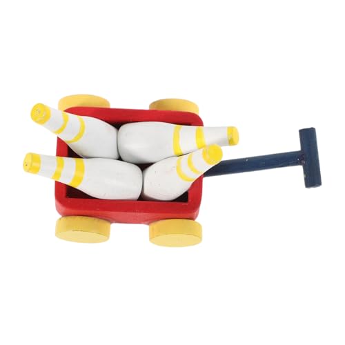 BESPORTBLE Miniatur Wooden Bowling Cart für Puppenhaus Tragbares Mini Bowling Set mit Pins Interaktivem Geschicklichkeit und Koordination als oder Dekoration von BESPORTBLE