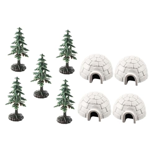 BESPORTBLE Miniatur mit Eishäusern und Weihnachtsbaum Figuren aus Stabilem Kunststoff Realistische Winter Dekoration für Puppenhäuser Kuchen Lernspiele und Mini Landschaften von BESPORTBLE
