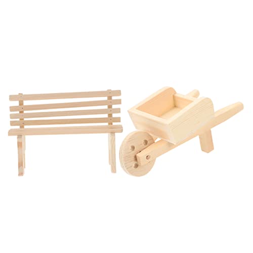 BESPORTBLE Miniatur mit Schubkarre und Bank Teiliges Modell für Puppenhaus Dekoration Kleines Möbelstück für Mini Landschaften für DIY Projekte und Mini Haus Accessoires von BESPORTBLE