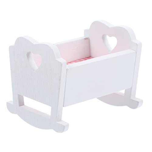 BESPORTBLE Miniature Puppenbett Weißes Babybett Für Puppenhaus Dekoration Lifelike Mini Cradle Modell Für Puppen Für DIY Projekte Und Deko von BESPORTBLE