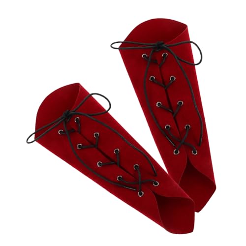 BESPORTBLE Mittelalterliche Steampunk Vintage Renaissance Armbracer Rot Weiche Bequeme Armguard Für Cosplay Halloween Historische Kostüme von BESPORTBLE