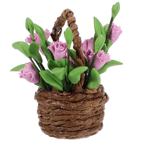 BESPORTBLE Modell Mit Kunstblumen Und Früchten Für Puppenhaus Kleine Blumenkorbfigur Als Stilvolle Deko Für Kinderzimmer Oder Wohnaccessoires von BESPORTBLE