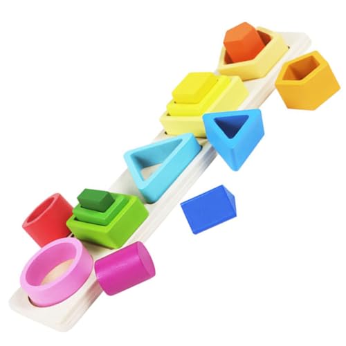 BESPORTBLE Montessori Holz Steckspiel für Kleinkinder Geometrisches Sortierspiel mit Farbverlauf Fördert Feinmotorik Form und Farberkennung Stabiles Lernspielzeug für Junge Mädchen und von BESPORTBLE