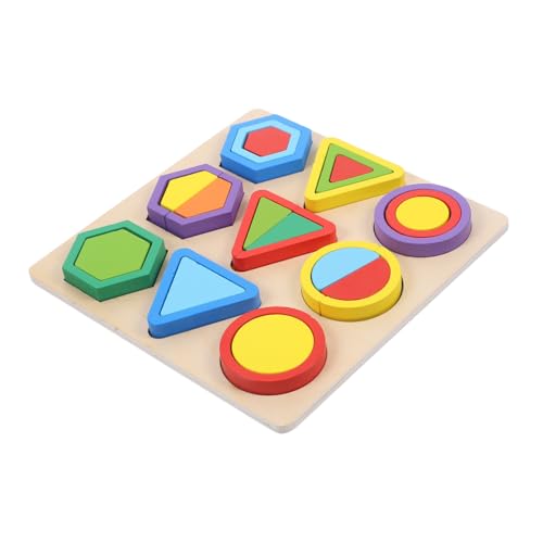 BESPORTBLE Montessori Holzpuzzle Geometrische Formen Lernspielzeug für Kleinkinder Jungen Mädchen Farbenfrohes Lehrspielzeug Denken Feinmotorik und Kreativität von BESPORTBLE