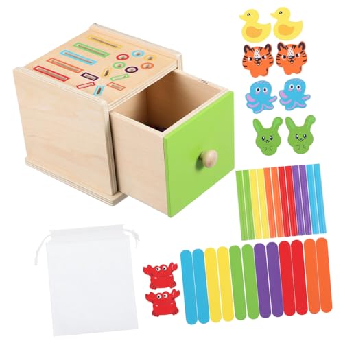 BESPORTBLE Montessori Holzspielzeug Farb Formsortierer für Kleinkinder Bunte Holzstäbe und Tiermuster Pädagogisches Lernspiel Motorik und Farberkennung Sicher und Handlich von BESPORTBLE