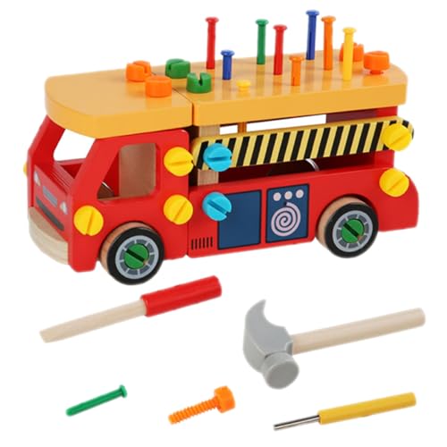 BESPORTBLE Montessori Holzwerkzeug Set Werkzeugkasten aus Stabilem Holz Pädagogisches Schrauben und Steckspielzeug zur Feinmotorik und Problemlösung für Jungen und Mädchen von BESPORTBLE