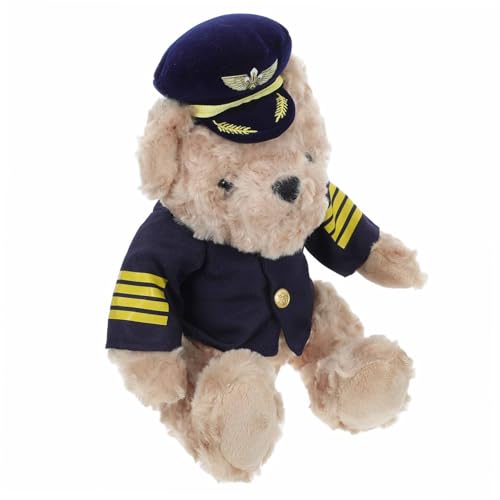 BESPORTBLE Niedlicher Pilot Bär Plüschfigur Weiches Kuscheltier Puppe für Junge Mädchen Schlafzimmerdekoration für Shower und Party von BESPORTBLE