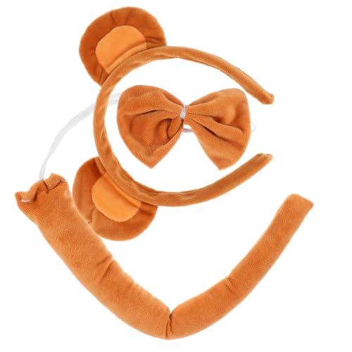 BESPORTBLE Niedliches Affen Kostüm mit Weichem Tierohren Stirnband Flauschiger und Passender Fliege Leichtes Komfortables Cosplay Zubehör für Karneval und Fotorequisiten von BESPORTBLE