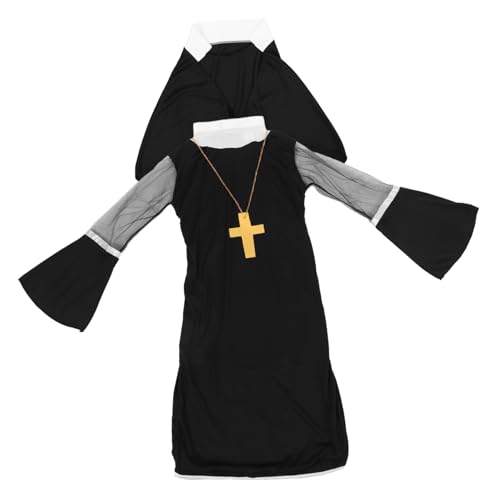 BESPORTBLE Halloweenkostüm Damen Plus Size Nonnenkleid Cosplay Nonnen-outfit Für Frauen Bühnenauftritts-partykleidung von BESPORTBLE