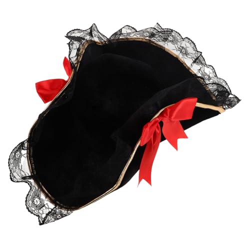 BESPORTBLE Piratenhut Damen Kapitänshut mit Schleifenbesatz Samt und Netzfedern Leichtes Halloween Kostümzubehör für Rollenspiele und Mottopartys BESPORTBLE Piratenhut Damen Kapitänshut mit Schleifenbesatz Samt und Netzfedern Leichtes Halloween Kostümzubehör für Rollenspiele und Mottopartys von BESPORTBLE