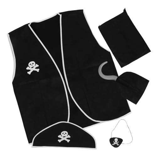 BESPORTBLE Piratenkostüm Teiliges mit Piratenhut Hakenhand Weste und Accessoires für Karneval Cosplay Halloween und Rollenspiele Geeignet für Erwachsene von BESPORTBLE