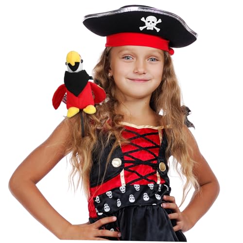 BESPORTBLE Piratenkostüm Zubehör Teiliges mit Buntem Plüschpapagei Schulter Schwarzes Halstuch und Rotes Kopftuch Leichtes Cosplay Accessoire für Halloween Mottoparty und Piraten BESPORTBLE Piratenkostüm Zubehör Teiliges mit Buntem Plüschpapagei Schulter Schwarzes Halstuch und Rotes Kopftuch Leichtes Cosplay Accessoire für Halloween Mottoparty und Piraten von BESPORTBLE