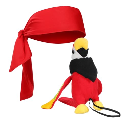 BESPORTBLE Piratenkostüm Zubehör mit Plüsch Schulter Schwarzes und Rotes Bandana für Karneval Halloween Piraten Party und Cosplay von BESPORTBLE