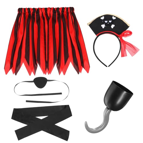 BESPORTBLE Piratenkostüm für Mädchen Jahre Weiches Atmungsaktives Piratenoutfit mit Augenklappe und Stirnband Robustes Rollenspiel-kostüm für Kreative Verkleidung und Halloween Party von BESPORTBLE