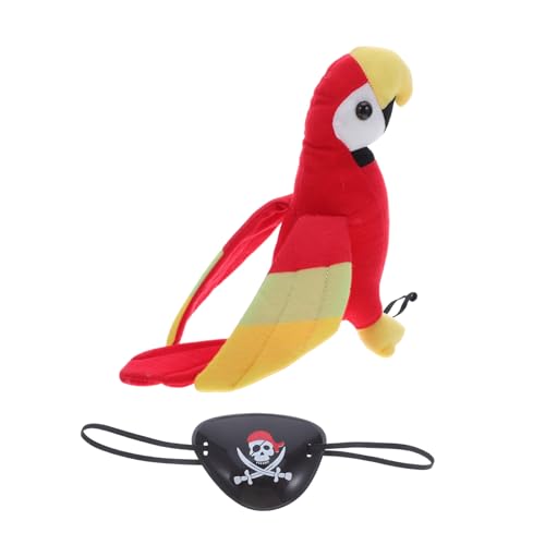 BESPORTBLE Piratenpapagei Schulterfigur mit Totenkopf Hut und Messer Halloween Cosplay Kostüm Zubehör für Piratenpartys und Bühnenauftritte Weiches Kuscheltier Langlebiges Baumwollmaterial von BESPORTBLE