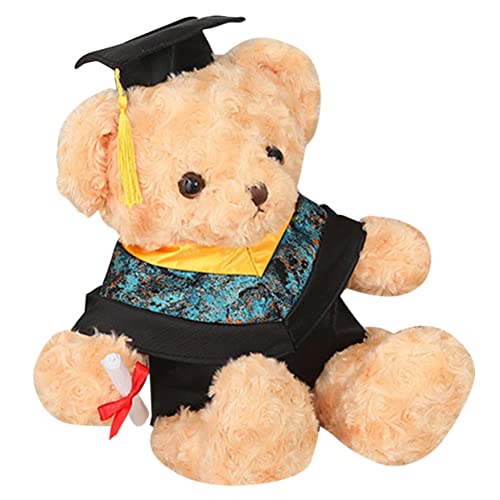 BESPORTBLE Plüsch Cartoon Bär Puppe Süßes Stofftier als Abschlussgeschenk Braun mit Gelbem Kragen für Dekoration zur Graduation von BESPORTBLE