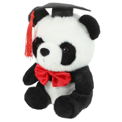 BESPORTBLE Plüsch Panda Für Absolventen Süßes Abschlussgeschenk Mit Roter Schleife Dekoratives Kuscheltier Für Schlafzimmer Und Wohnzimmer Niedliche Deko von BESPORTBLE