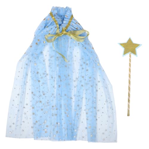 BESPORTBLE Prinzessin Umhang Tüll mit Pailletten und Sternenstab Feenkostüm für Halloween Weihnachten und Besondere Anlässe für Kleine Eisprinzessinnen von BESPORTBLE