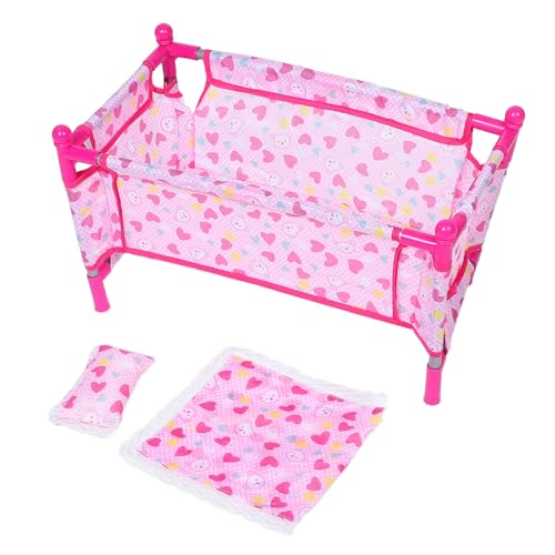 BESPORTBLE Puppenbettmöbel Babypuppenbett Spielset Puppenhausbettwäsche Puppenhaus Minibett Modell Babypuppenzubehör Babybett Puppenhaus Miniatur Puppenhaus Kunststoff von BESPORTBLE