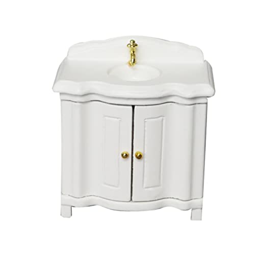 BESPORTBLE Puppenhaus Badezimmer Möbel Zubehör Weißes Mini Sink Cabinet Modell für Puppenhaus Dekoration Umweltfreundlich Realistisch und Kreativ für Mini Haus Szenen von BESPORTBLE