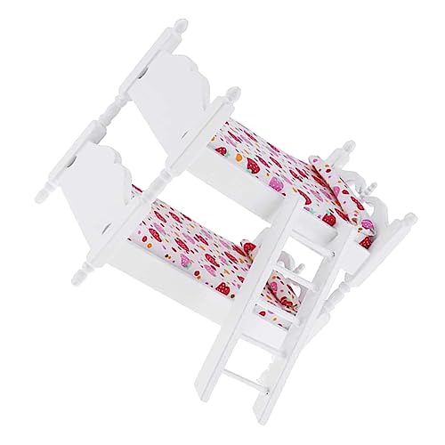 BESPORTBLE Puppenhaus Holz Doppelstockbett Miniatur Schlafzimmermöbel für Puppen Rosa Erdbeer Design Langlebig und Realistisch für Puppenhaus Zubehör und BESPORTBLE Puppenhaus Holz Doppelstockbett Miniatur Schlafzimmermöbel für Puppen Rosa Erdbeer Design Langlebig und Realistisch für Puppenhaus Zubehör und von BESPORTBLE