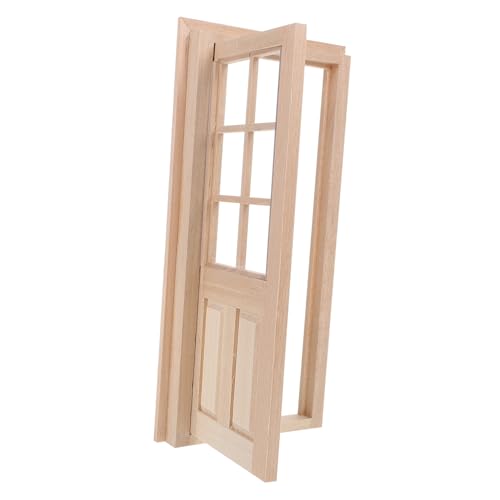BESPORTBLE Puppenhaus Holz Tür Modell Langlebiges Miniatur Deko Zubehör Leichtes DIY Puppenmöbel Naturfarben Geeignet für Spielzeughaus und Miniaturgärten von BESPORTBLE