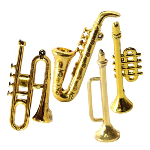 BESPORTBLE Puppenhaus-Miniatur-Musikinstrumenten-Set 4-Teiliges Miniatur-Trompeten-Saxophon-Modell-Display Figuren Im Maßstab 1:12 Tortenaufsatz Foto-Requisite Für von BESPORTBLE