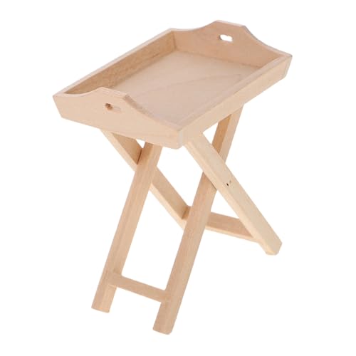 BESPORTBLE Puppenhaus Miniatur Tablett mit Halterung aus Holz Dekoratives Küchen Accessoire Vielseitiges Essgeschirr und Serviertablett für Puppenhaus Wohnzimmer Schlafzimmer DIY Bastelset von BESPORTBLE