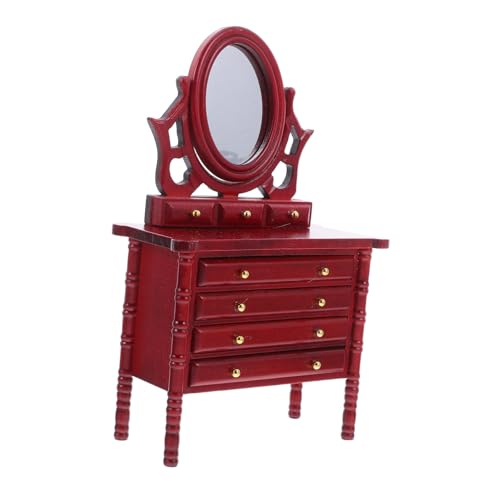 BESPORTBLE Puppenhaus Möbel Vintage Rotes Holz Dekoratives Make-up Accessoire für Puppenhaus Schlafzimmer und Wohnzimmer von BESPORTBLE