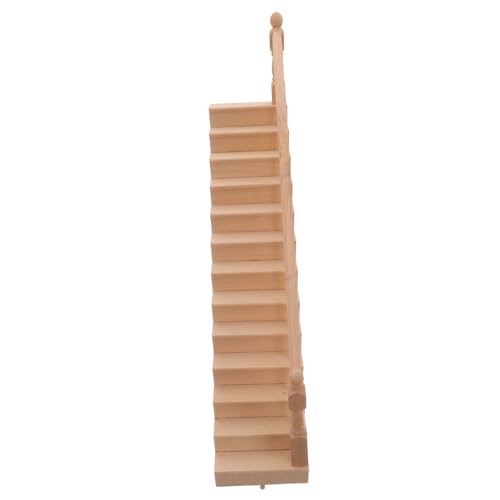 BESPORTBLE Puppenhaus Unbemalt Mit Rechte Handläufe Für DIY Mini House Accessoires Und Garten Dekoration Holzhandlauf Treppen Zubehör von BESPORTBLE