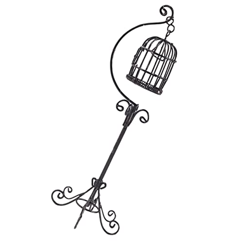 BESPORTBLE Puppenhaus Zubehör Dekorativer Miniatur Vogelkäfig Schwarz Verarbeitung für Realistische Wohnszenen und Fotorequisiten von BESPORTBLE