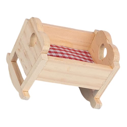 BESPORTBLE Puppenwiege Aus Holz Kleines Puppenbett Für Puppenhaus Realistische Mini Möbel Für Kreatives Und Dekorative von BESPORTBLE