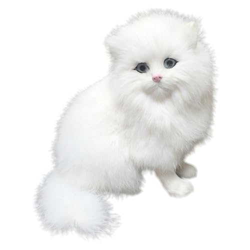 BESPORTBLE Realistische Plüschkatze Dekofigur Furry Fake Cat Doll mit Flauschigem Fell Kuscheltier und Katzenspielzeug für Wohnzimmer Garten Foto Requisit und Kinderzimmer Dekoration von BESPORTBLE