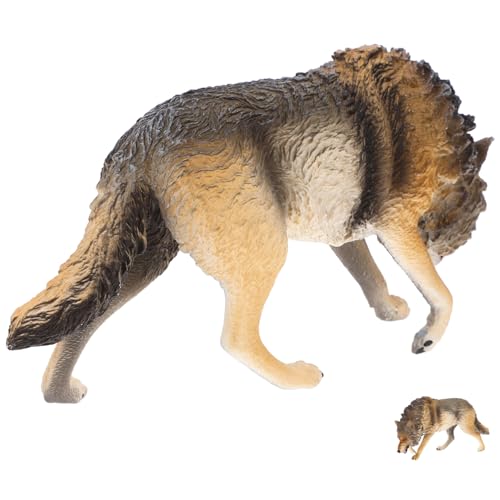 BESPORTBLE Realistisches Kleines Wolf Modell aus Abs Dekorative Wildtierfigur für Leichter Detailgetreuer Nordamerikanischer Braunwolf für Wohnraum Gartendekoration von BESPORTBLE