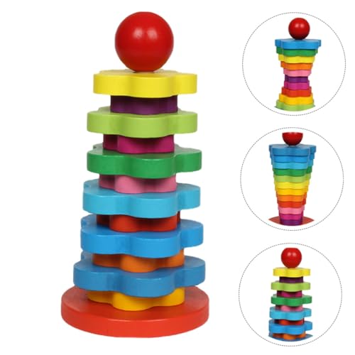 BESPORTBLE Regenbogen Stapelspielzeug Lagige Holzspielzeug Säulen für Frühkindliche Bildung Fördert Hand Augen Koordination Kreatives Eltern Interaktion von BESPORTBLE