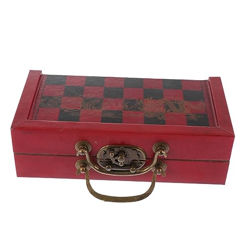 BESPORTBLE Retro Design Klappbares Schachspiel Kleines Vintage Schachbrett mit Sicherer Kantenführung Leicht Tragbar für Kreative Filmrequisiten und Schachliebhaber von BESPORTBLE