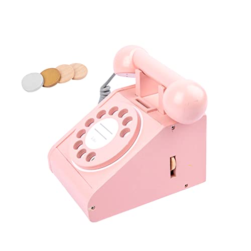 BESPORTBLE Retro Holztelefon Simuliertes Festnetzspielzeug Für Pädagogisches Rollenspielspielzeug Spielhaus Für Frühe Entwicklung von BESPORTBLE