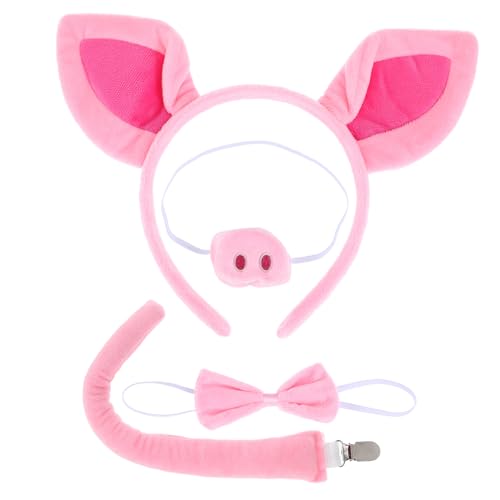 BESPORTBLE Rosa Schweineohren Haarband Fliege und Nase Tierverkleidung für Halloween und Geburtstagsfeiern Cosplay von BESPORTBLE