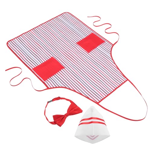 BESPORTBLE Rote Weiß Gestreifte Kochschürze Mit Hut Und Fliege Bequemes Chef Outfit Für Halloween Party Und Rollenspiele BESPORTBLE Rote Weiß Gestreifte Kochschürze Mit Hut Und Fliege Bequemes Chef Outfit Für Halloween Party Und Rollenspiele von BESPORTBLE