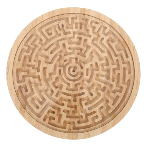 BESPORTBLE Rundes Holz Labyrinthspielzeug Tragbares Balancespiel mit Perlen Nachhaltiges Lernspiel für Fördert Logisches und Feinmotorik für Unterwegs und Frühkindliche Bildung von BESPORTBLE