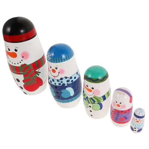 BESPORTBLE Schneemann Nistpuppen Aus Holz Handbemalte Russische Figuren Für Weihnachtsdekoration Und Geschenkidee Zur Geburtstagsfeier Deko von BESPORTBLE