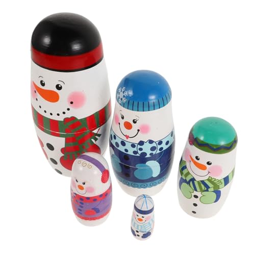 BESPORTBLE Schneemann Stapelpuppen Aus Holz Lagige Russische Figuren Für Handbemalte Winterdekoration Und Geschenkidee Zu Weihnachten Niedliche Dekofiguren Für Zuhause von BESPORTBLE