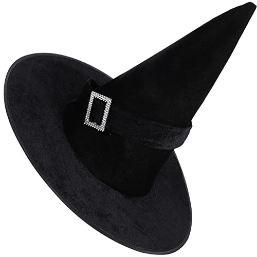 BESPORTBLE Schwarzer Velours Hexenhut – Elegantes &Amp; Mystisches Halloween Kostüm Accessoire Schwarz von BESPORTBLE