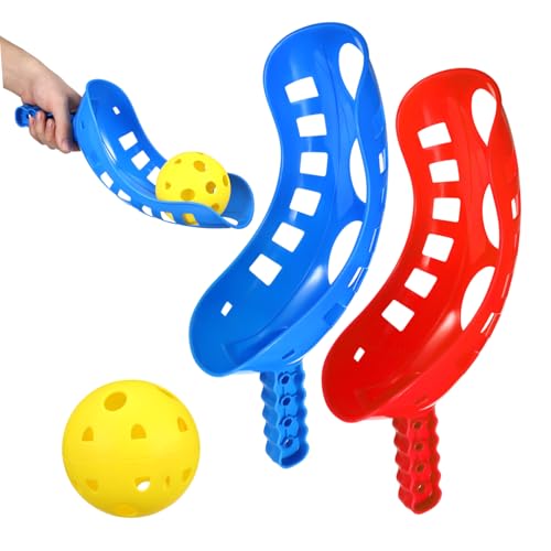 BESPORTBLE Scoop Ball Set Für Teiliges Outdoor Blauer Griff Roter Griff Gelber Ball Fördert Hand Auge Koordination Und Interaktive Spiele Für Drinnen Und Draußen von BESPORTBLE