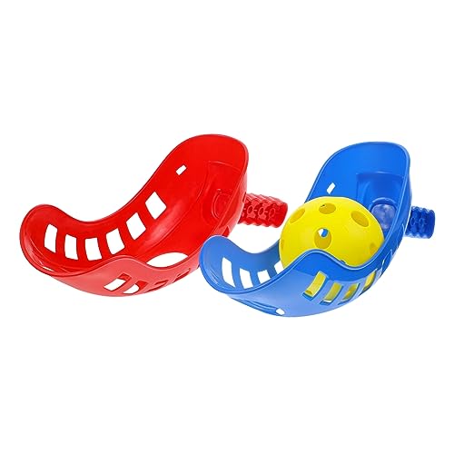 BESPORTBLE Scoop Ball Set Für Teiliges Outdoor Mit Blauen Und Roten Griffen Gelbem Ball Für Strand Garten Fördert Hand Auge Koordination Leicht Tragbar von BESPORTBLE